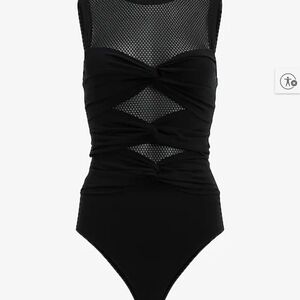 Express Black One-Piece with Mesh Accents
